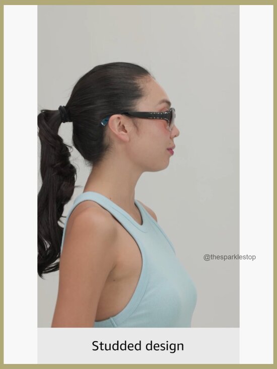 Studded Square Sunglasses with Impact Resistant Lenses main image 4